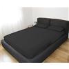 GEMITEX Completo letto Matrimoniale, Colore NERO, con Trattamento NO-STIRO, effetto Raso, in 100% Microfibra di poliestere. Composto da 2 lenzuola e 2 federe TINTA UNITA. Made in Italy