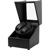 Kalawen Caricatore per orologi automatico, 2 orologi, scatola per orologi automatici, cavo di ricarica USB, orologio, in pelle PU, con motore silenzioso, colore nero, Nero, 14 * 15.5 * 17.5cm, [PO]