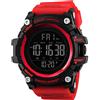 TONSHEN Multifunzione Grande Plastica Cassa Outdoor Sportivo Digitale Orologio Uomo Impermeabile 50M LED Elettronico Doppio Tempo Orologio Allarme Calendario Cronometro 12H/24H (Rosso)