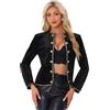 Allegra K Donna Giacca in Velluto Manica Lunga Senza Colletto Aperto sul Davanti da Lavoro Blazer Corto Elegante Nero M