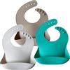 Moonkie Bavaglino Silicone(3PCS), Bavaglini Impermeabili Neonato, Bavette senza BPA, Morbide, Regolabili, Bavaglino Silicone con Tasca per Bambini