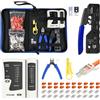 VCELINK Pinza Crimpatrice RJ45, Strumenti Kit di Rete Professionali, Manutenzione del Computer Kit, Tester Lan e 20 Connettori RJ45 Passanti Cat7, 44 in 1 Strumenti di Riparazione