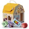 LILLIPUTIENS - Casa Sonora con Forme - Giocattolo educativo in Legno con Animali, Forme e Suoni Diversi - Sviluppa la motricità, l'immaginazione e la riflessione - Giocattolo per Bebè - dai 12 Mesi