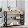 KLYEON Tavolo Consolle Rovere Sonoma 100x28x75 cm in Legno Multistrato,Elegante tavolo consolle in legno multistrato con struttura in metallo, rovere sonoma Tavoli e Tavolini, Tavolini Decorativi