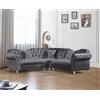 Generico Divano Chesterfield Angolare in Tessuto Grigio - Comodo e Spazioso per Soggiorno - Stile Classico con Dettagli Capitonne