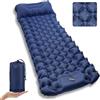 Kiaitre Materassino autogonfiabile, 9 cm, ultraleggero, gonfiabile, con cuscino da campeggio, portatile, compatto, per escursioni, viaggi in zaino e escursioni, blu, 196,5 x 68 x 9 cm