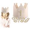 YOYEAH Corona di Compleanno con Bottone Numeri 0-9 per Bambini Corona di Compleanno Bambino e Bambina Cappelli per Feste Decorazione per Feste Primo Compleanno Bambina Corona di Compleanno Bambina