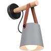 iDEGU Lampada da Parete Retrò Lampada a Muro a Sospensione in Metallo e Legno E27 Illuminazione da Parete Interno Applique da Parete Vintage per Camera da Letto Soggiorno (1 Pezzo, Grigio)