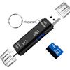 Sooiiyu Lettore di schede SD multifunzione 5 in 1, lettore di schede di memoria Micro SD/TF, adattatore da micro SD a USB C OTG compatibile con MacBook Pro, Galaxy S21 S22 S23, PC, dispositivi Android e altro