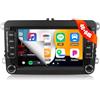 CAMECHO 4G+64G CAMECHO Android 13 Autoradio per VW Golf 5 Polo Skoda Caddy con GPS Navi Carplay Android Auto,Schermo da 7 Zoll Pollici Stereo 2 DIN con Bluetooth Mirror Link FM/RDS WiFi SWC e USB