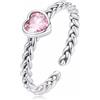 Qings Anello Cuore Regolabile Argento 925 Rosa Amore Cuore Cubic Zirconia Aperto Anello Anelli della Impilabile della Tessere Regalo di Compleanno per Donna Ragazze