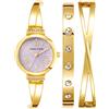Anne Klein - Set con orologio da donna e bracciale rigido, impreziosito da cristalli di alta qualità, Oro/Lavanda
