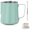 Tianher Bricco per Latte in Acciaio Inox,Tianher Bricco Latte Schiumatore Schiuma Brocca Tazza con Misurazione della Temperatura Latte Art Penna Lattiera per Cappuccino (verde)