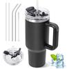 ZAKVOP Borraccia Termica con Cannuccia, 1200ml Tazza con Coperchio Multifunzione e Maniglia, Mug Tumbler Cup da Viaggio (Nero)