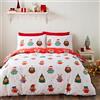 Catherine Lansfield Set copripiumino reversibile per letto king size con federe, motivo pettirossi per feste di Natale, colore: grigio