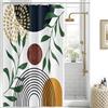 Uiiooazy Tenda Doccia Antimuffa, Tenda da Doccia 150x200cm Blu Navy Boho Chic Foglie Verde Astratta Marrone Sole Tende da Bagno Tessuto Lavabile Impermeabile Tende per Vasca da Bagno con 10 Anelli