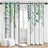 Bovlleetd Foglie botaniche Tende oscuranti, salvia verde Eucalipto rami Tende della finestra Pianta floreale poliestere tende isolate termiche per la decorazione domestica, 117x138cm 2 pannelli