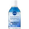 NIVEA Acqua Micellare Rigenerante 400 ml, Struccante viso e occhi con 5% siero + Aminoacid Complex, Detergente viso, occhi e labbra senza risciacquo per pelli stanche e sensibili