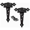 KOVNISE Confezione da 2 Cerniere 8 Pollice T-Strap Heavy Duty Shed Door Cerniere Cancello Cerniere Nero Fancy Tee Cerniera Hardware battuto per Legno Shed Barn Door Recinzione Cancello Swing Yard Door