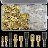 GOIYZTTR 450 Pezzi Crimpare Connettori Elettrici Piatti Kit 2.8mm 4.8mm 6.3mm Terminali a Crimpare Kit Maschio e Femmina con Manicotto Isolante Adatto per Collegamenti Elettrici(Dorato)