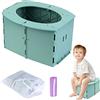 Vegena Toilette per Bambini Portatile, Vasino per Bambini,Pieghevole Toilette per Bebè,Pieghevole Sedile per WC,Plastica Ecologica ABS, Viaggi All'Aperto o Allenamento Vasino, Verde