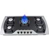 Lilyeriy Fornello a gas, piano cottura a gas a 5 luci, fornello a gas da incasso per GPG/NG, fornello a gas nero in vetro, 90 cm, 3 kW/2,75 kW/1,75 kW/1 kW