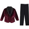 Cdkoke Ragazzi Abito Giacca di Velluto e Pantaloni Neri per Banchetto Natale Bambini Outfit
