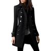 Goolecrimp Cappotto Doppiopetto Invernale da Donna in Lana Cappotto da Ufficio alla Moda Slim Business Cappotto con Risvolto Elegante Classico retrò Casual di Tendenza (Nero,XL)