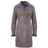 Infinity Leather Cappotto da Donna in Pelle di Montone Scamosciato Merino Grigio Abbottonato a 3/4 L