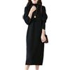 Ailaile 100% lana merino maglione vestito donna collo alto manica lunga spessa pullover autunno inverno maglia lungo top, nero, M