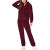 cfpqv Tuta da donna morbida - Tuta da donna in pile con cappuccio, tuta invernale calda, in peluche, oversize, Onesie, pigiama, tuta integrale, Vino, L