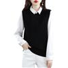 Ailaile Maglia O-Collo Gilet Donna Maglione 100% Lana Merino Pullover Senza Maniche Pullover Basic Vest Top Corti, nero, L