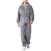 DUHENWU Tuta da uomo con chiusura lampo, calda peluche Teddy Fleece intero Onesie Inverno Caldo Pigiama alla moda tinta unita Relaxed Fit Pigiama morbido pigiama lungo, O grigio scuro, M