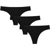 Snocks Mutande Donna Cotone 3X Intimo Perizoma Slip Tanga Nero Taglia M EU 38/40 - Pacco da 3 String Lingerie Sexy Brasiliana Culotte Pizzo Intimissimi