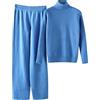 Generico Complete da Donna Eleganti Lana Completi in 2 Pezzi di Lana Curvy Tuta Pullover Maniche Lunghe e Pantaloni a Gamba Larga in Vita Completo Sportivi a Metà Autunno Set Tuta Maglia Polsino Elastico