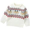 Carolilly Maglia Neonato di Natale Carino Maglione Neonata Manica Lunga con Stampa Alce Maglia Pullover Natalizia Invernale per Bambino Elegante (Bianco, 9-12 Months)