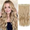 JSTHHTT 50 cm Extension Capelli Filo Invisibile, Clip in Hair Extension, Extensions Mossi Sintetiche, Clip In Un Unico Pezzo Nell'estensione, Lunga Ondulati Ricci, per Bambine Naturali Capelli