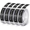 Phomemo Nastro Etichette Compatibile con Dymo Omega Nastri Adesivo 9mm per Etichettatrici a Rilievo per Omega S0717930 Junior S0717900 (Bianco su Nero,5 Pezzi)