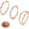 BodyBonita 3 Pezzi Piercing Naso Cerchio - Acciaio Chirurgico 316L 20G CZ Nostril Piercing Septum Daith Trago Helix Orecchino Cartilagine Elice Setto Rook Conch Piercing Naso Anello Oro Rosa 8mm