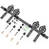 BONIKLUBA Binario per Porta Scorrevole Doppia 244cm Kit Porta Scorrevole Nera per 2 Porte Scorrevoli Interno Esterno Muro 61cm Larga, Centrale Ruota I-forma