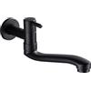SXWYLZ Rubinetto Lavello Cucina da Parete Rubinetto A Parete Lavatoio Acqua Fredda Acciaio Inossidabile Rubinetto da Muro per Lavatoio Rubinetto A Singolo,Nero,21 Cm