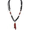 sicilia bedda - Collana in Corallo Rosso del Mediterraneo con Perle di Fiume e Agata Nera - Argento 925