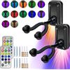 Kithouse Supporto da parete per chitarra luminosa, confezione da 2, RGB colorato, con telecomando, per chitarra elettrica, acustica, basso, ukulele, banjo, display per chitarra con illuminazione