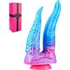 hainuo Fallo tentacolare gigante a doppia testa da 26,8 cm, dildo extra large XXL realistico a doppia testa mostruoso, dragone a doppia faccia con ventosa in silicone, fallo con lingua, giocattolo lesbico