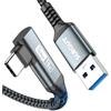 SUNGUY Cavo USB Type C 90 Gradi, 3 Metri 5Gbps Cavo USB a USB C, Cavo USB C compatibile con Android Auto, Galaxy S22, SSD, Xiaomi-Grigio