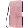 SEAHAI Cover per Oppo Reno 12 PRO 5G Portafoglio, Custodia con Bella Foglie e Gatto in Rilievo Design in Pelle Custodia, Antiurto Case Custodia, Oro Rosa