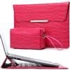 HYZUO 13,3-14 Pollici Donna Custodie per PC Portatili con Supporto per MacBook Pro 14 M3/M2/M1 A2918 A2992 A2779 A2442 2024-2021, MacBook Air 13, con Borsa Accessori, Modello Coccodrillo Rosso rosato