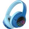 PowerLocus Cuffie Bluetooth per Bambini, Cuffie Wireless per Ragazzi, 74/85/94dB Limite di Volume, Luci a LED, Cuffie Over Ear Pieghevole Senza Fili con Microfono, Collegare 2 Cuffie a Un Dispositivo