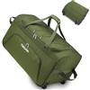 TUGUAN Borsone con Ruote da Viaggio 110 Litri Valigia Morbida Borsa da Viaggio Pieghevole con Ruote 71 cm per Sport Campeggio Bagaglio a Mano Duffel Bag, Verde