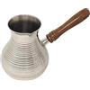 Madacha Cezve Turka - Barattolo da caffè, 500 ml, in ottone nichelato, manico in legno rimovibile